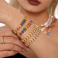 Cubic Zirconia Triangle-Accent Bracelet
