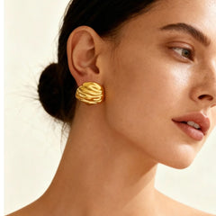 18K Gold-Plated Textured Organic Stud Earrings