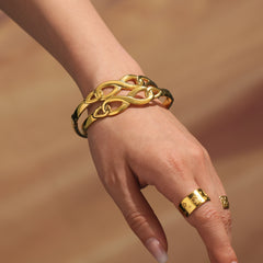 18K Gold-Plated Openwork Link Cuff Bracelet