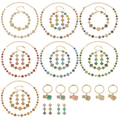 Cubic Zirconia Clover Ring, Bracelet, Earrings & Necklace