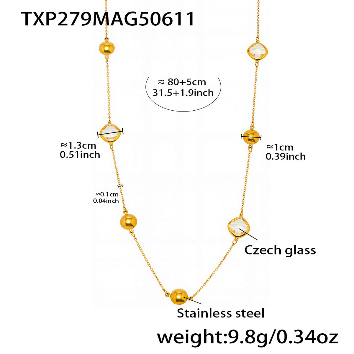 Faceted Czech Glass Long Necklace