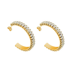 18K Gold-Plated Cubic Zirconia Hoop Earrings
