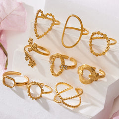 Gold-Tone Geometric Open Ring Designs