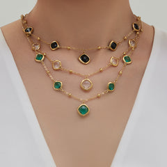18K Gold-Plated Faceted Glass Accent Jewelry