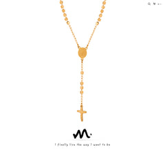 Cross Drop Bead Station Long Necklace