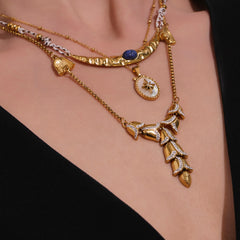 Kyanite Crescent & Ocean Charm Necklace & Bracelet