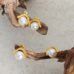 Pearl-Look Sculptural Stud Earrings