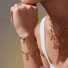 18K Gold-Plated Fruit Charm Necklace, Bracelet or Anklet