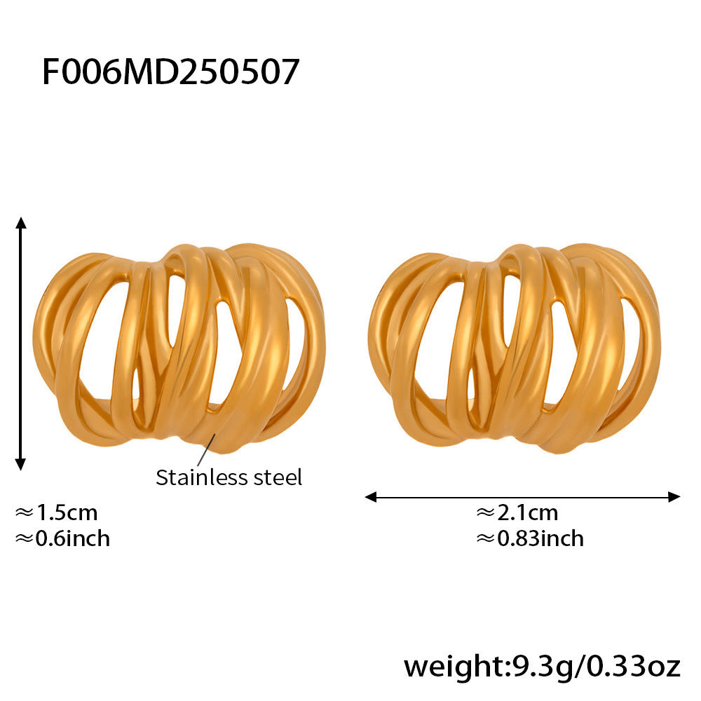 Wrapped Multi-Loop Stainless Steel Hoop Earrings