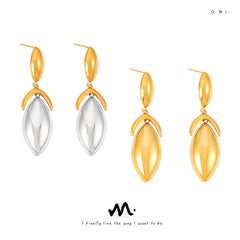 18K Gold-Plated Geometric Leaf Drop Earrings