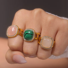 Natural Stone Halo Open Ring