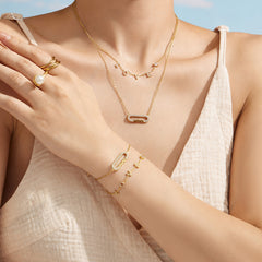 18K Gold-Plated LOVE and MAMA Letter Jewelry