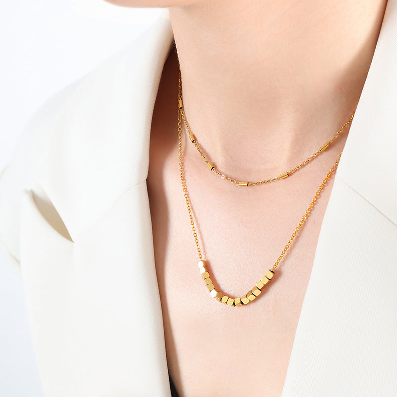 Gold-Tone Geometric Double-Layer Necklace