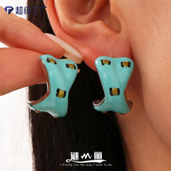 Enamel Sculptural Crescent Earrings