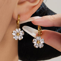 Five-Petal Cubic Zirconia Flower Jewelry