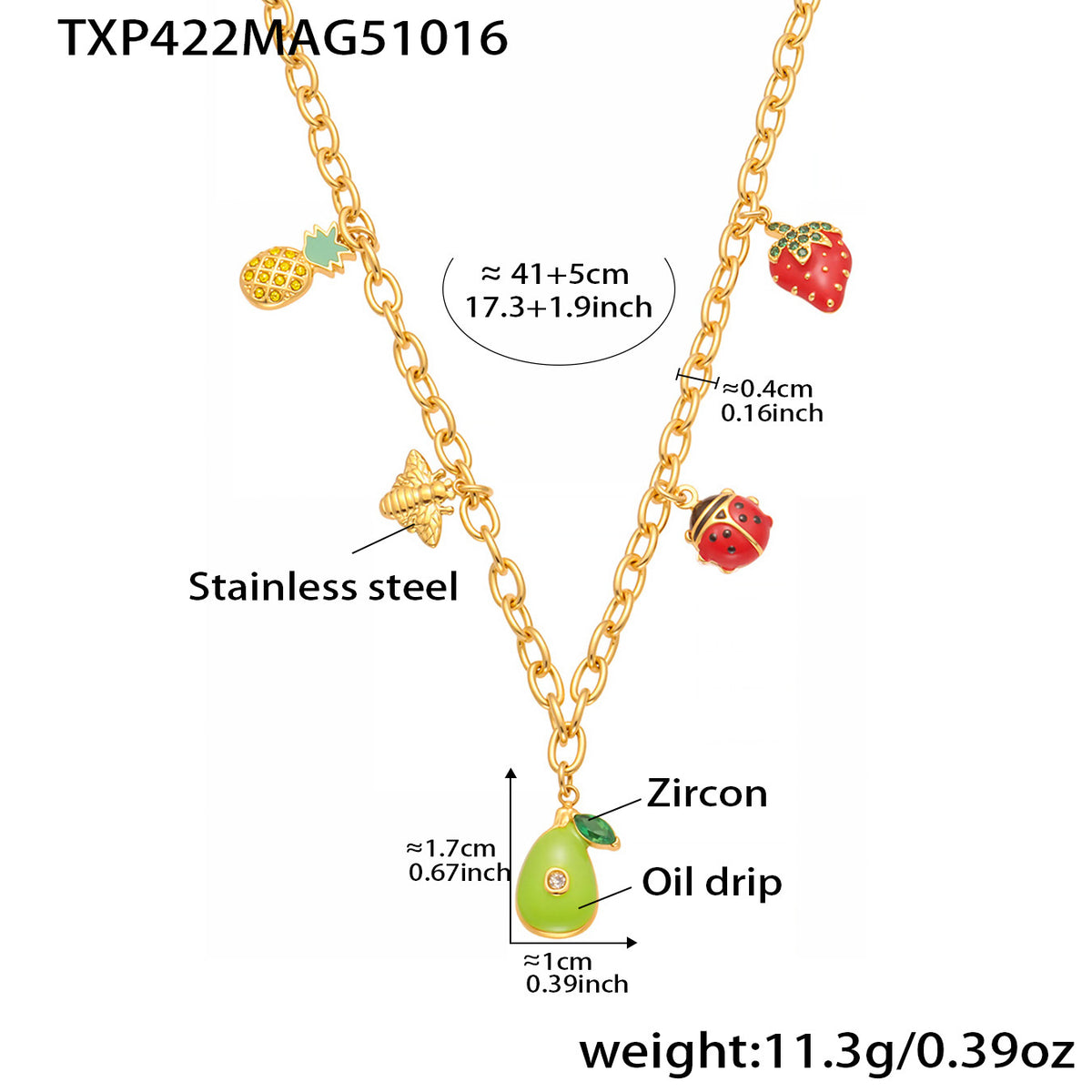 18K Gold-Plated Fruit and Travel Charm Jewelry