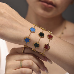 Flower Inlay Charm Bracelet