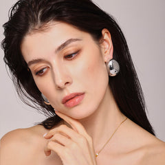 Rounded Stainless Steel Statement Stud Earrings