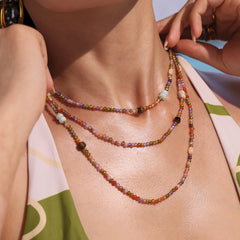 Multicolor Faceted Cubic Zirconia Beaded Necklace
