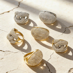 Cubic Zirconia Sculptural Open Ring Designs