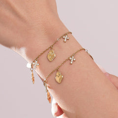 Cubic Zirconia Heart and Cross Charm Jewelry