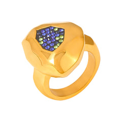18K Gold-Plated Faceted Sparkling Ring