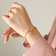 18K Gold-Plated Sculptural Cubic Zirconia Bracelet