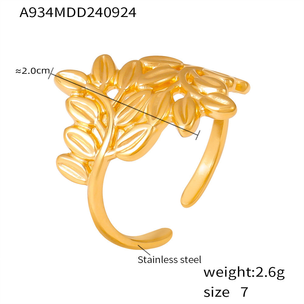 18K Gold-Plated Leaf Open Ring