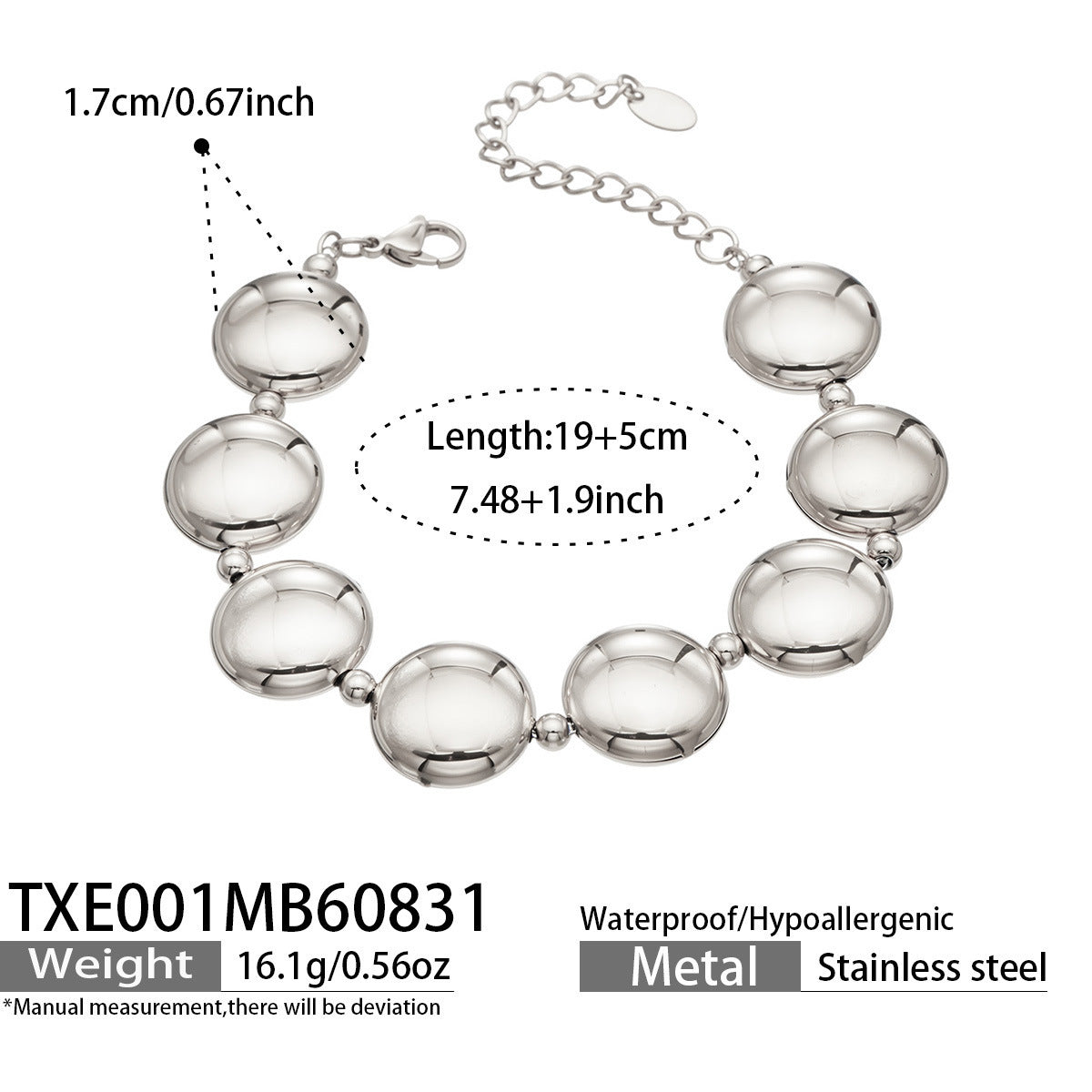 Gold-Tone Flat Disc Necklace and Bracelet