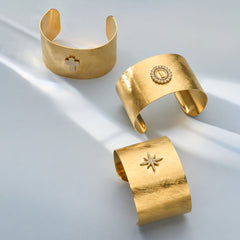 Geometric Stone-Accent Wide Cuff Bracelet