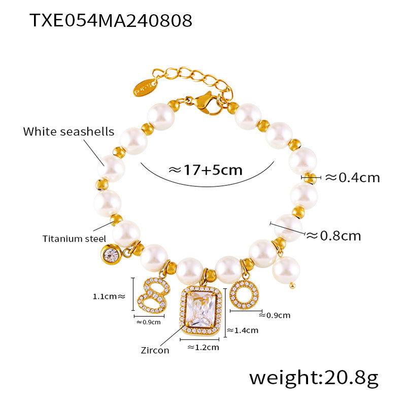 18K Gold-Plated Pearl-Look Tag Necklace or Bracelet