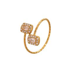 18K Gold-Plated Cubic Zirconia Geometric Open Ring