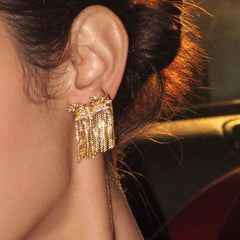 Camille Statement Pavé Tassel Drop Earrings