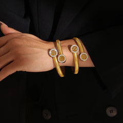 18K Gold-Plated Tree Medallion Open Cuff Bracelet