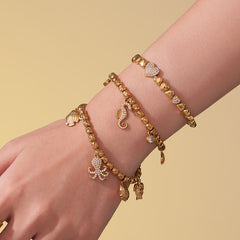 18K Gold-Plated Ocean Charm Bead Bracelets