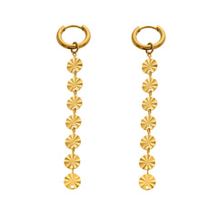 Textured Disc Long Drop Earrings