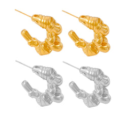 Twisted Sculptural Open-Hoop Earrings
