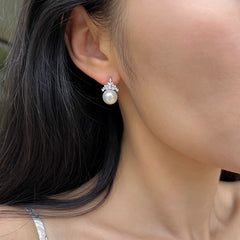 Camille Vintage-Inspired Pearl Crown Stud Earrings