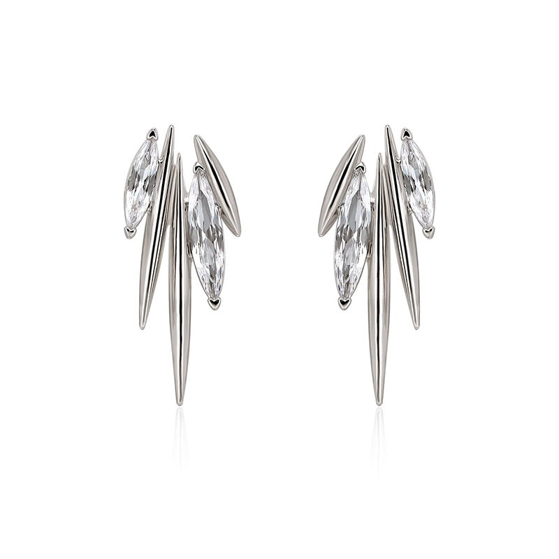 Camille Organic Pavé Marquise Stud Earrings