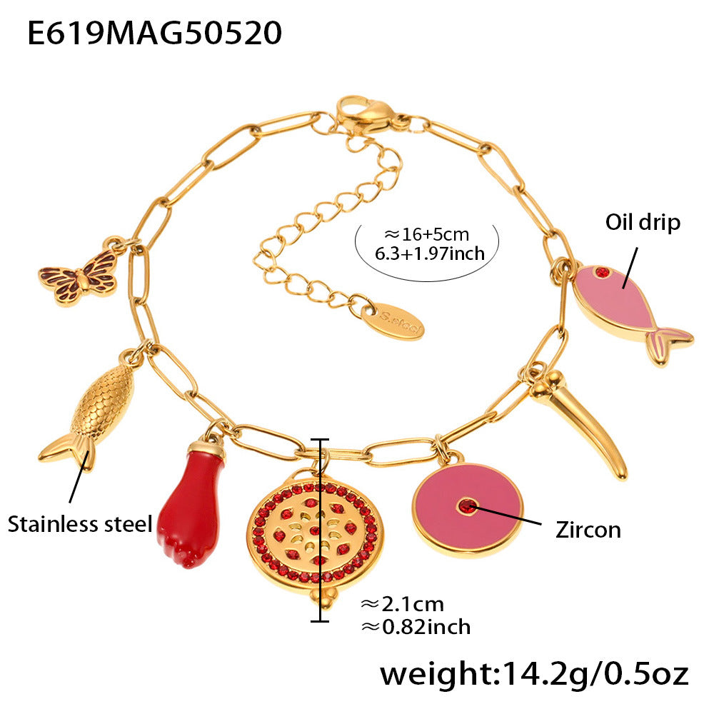 Enamel Charm Bracelet, Anklet or Pendant Pack
