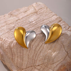 Two-Tone Sculptural Geometric Stud Earrings