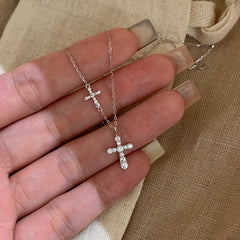 Camille Dainty Pavé Cross Necklace