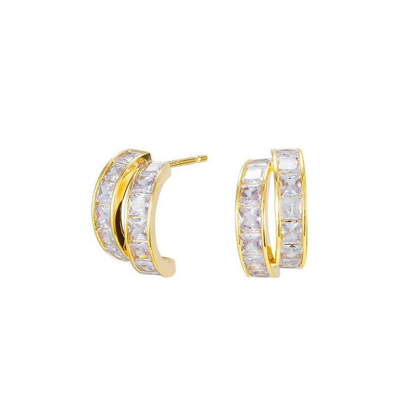 Daphne Minimalist Pavé Stud Earrings
