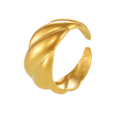 18K Gold-Plated Sculptural Ridge Open Ring