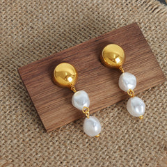 Gold-Tone Pearl-Look Triple Drop Earrings