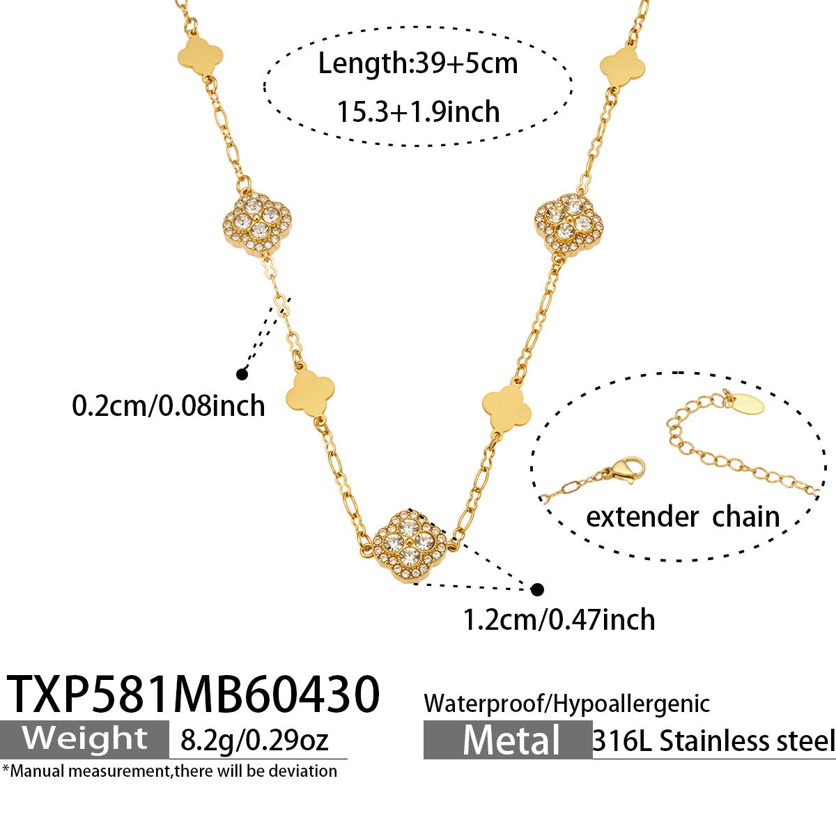 Cubic Zirconia Clover Necklace or Bracelet