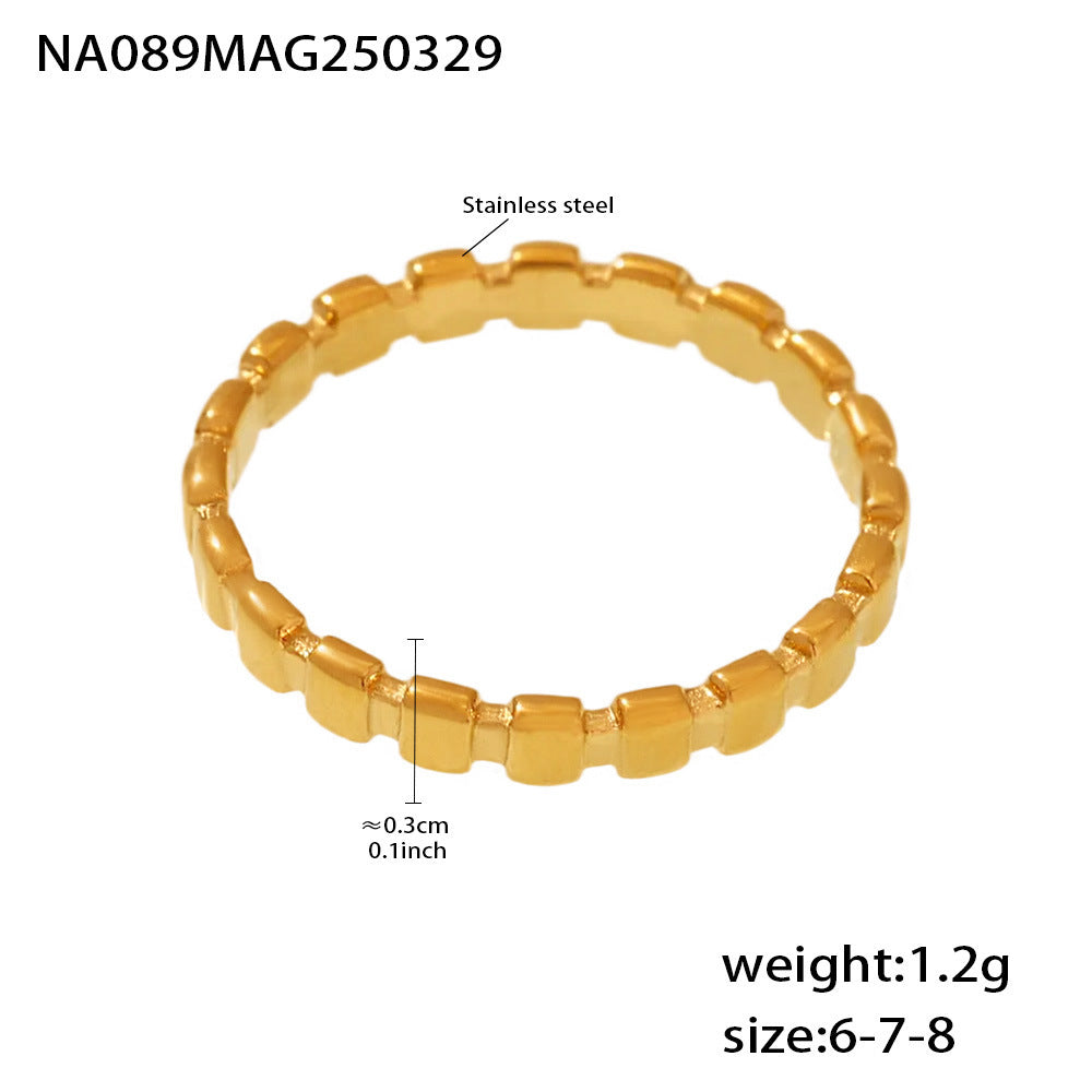 Slim Square Bead Band Ring