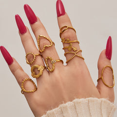 Gold-Tone Geometric Open Ring Designs