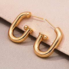 18K Gold-Plated Hollow U-Hoop Copper Earrings