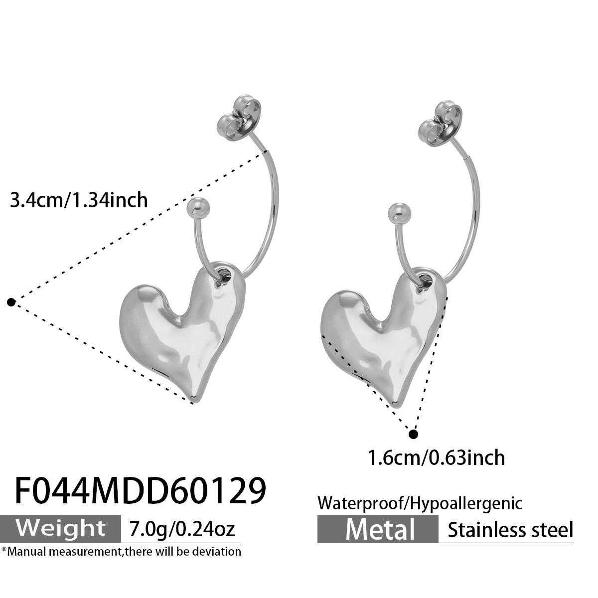 Matte Heart Charm Open-Hoop Earrings